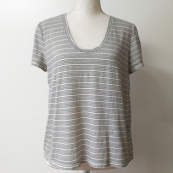 Madewell Tops - Madewell Striped Cotton Scoop Neck Tee Shirt M